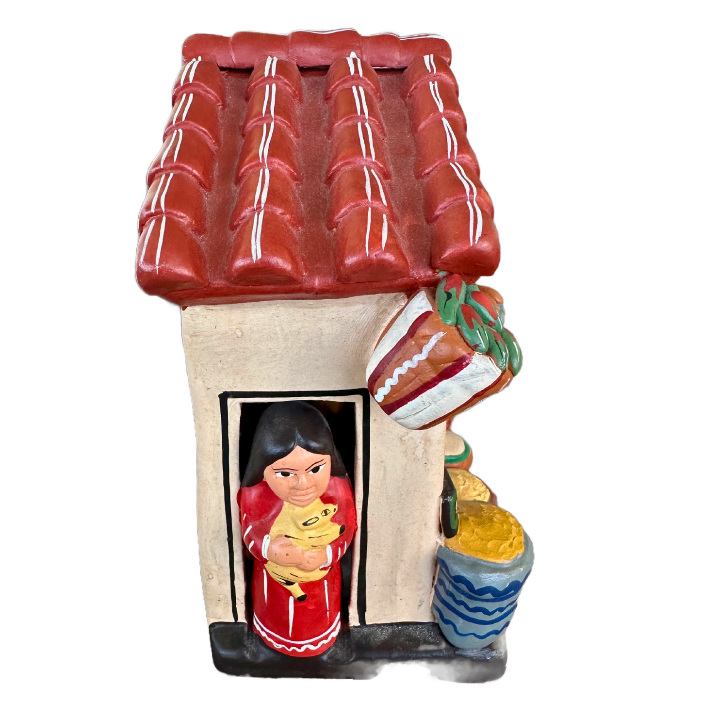 Art Statuette 'Quinua Ayacucho' in Peru Pottery Statue, Hand Painted Church Sculpture Quinoa Pottery