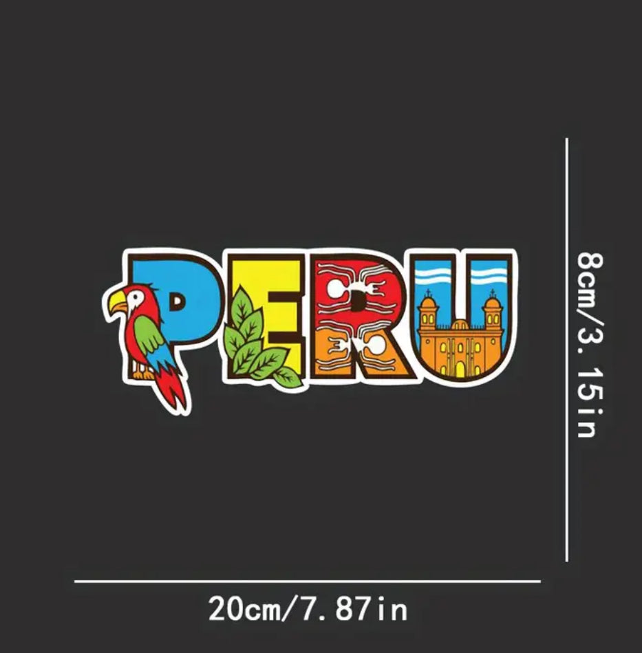 Peru Logo Vinyl Decal 7.5'' – Colorful Peruvian Souvenir Sticker for Cars, Laptops, Windows & More