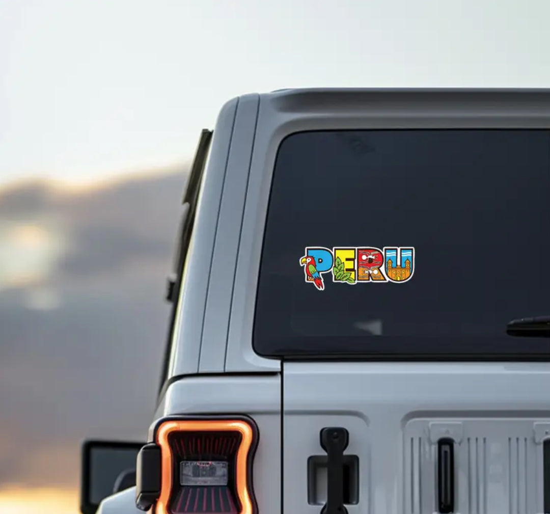 Peru Logo Vinyl Decal 7.5'' – Colorful Peruvian Souvenir Sticker for Cars, Laptops, Windows & More