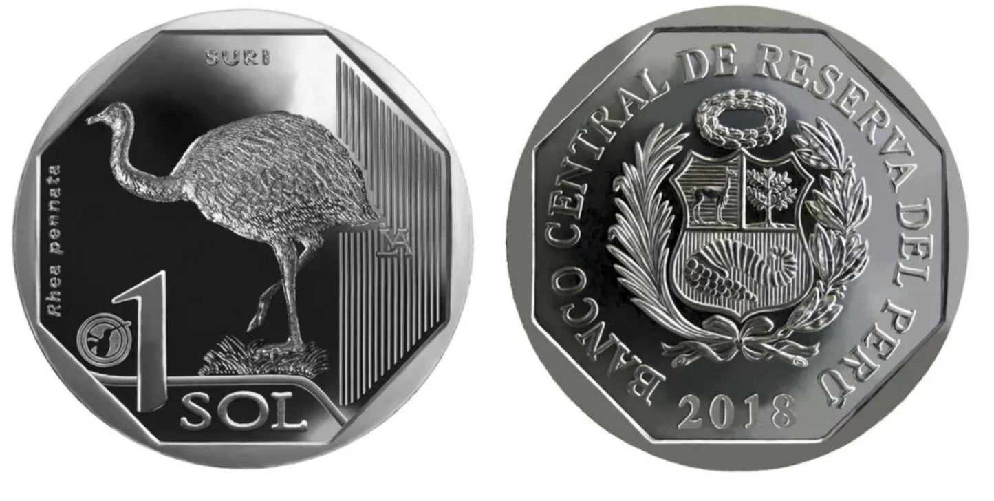 Peru 1 Sol 2019 Blister – “Suri Rhea Pennata” | Fauna Silvestre Perú Collectible Coin