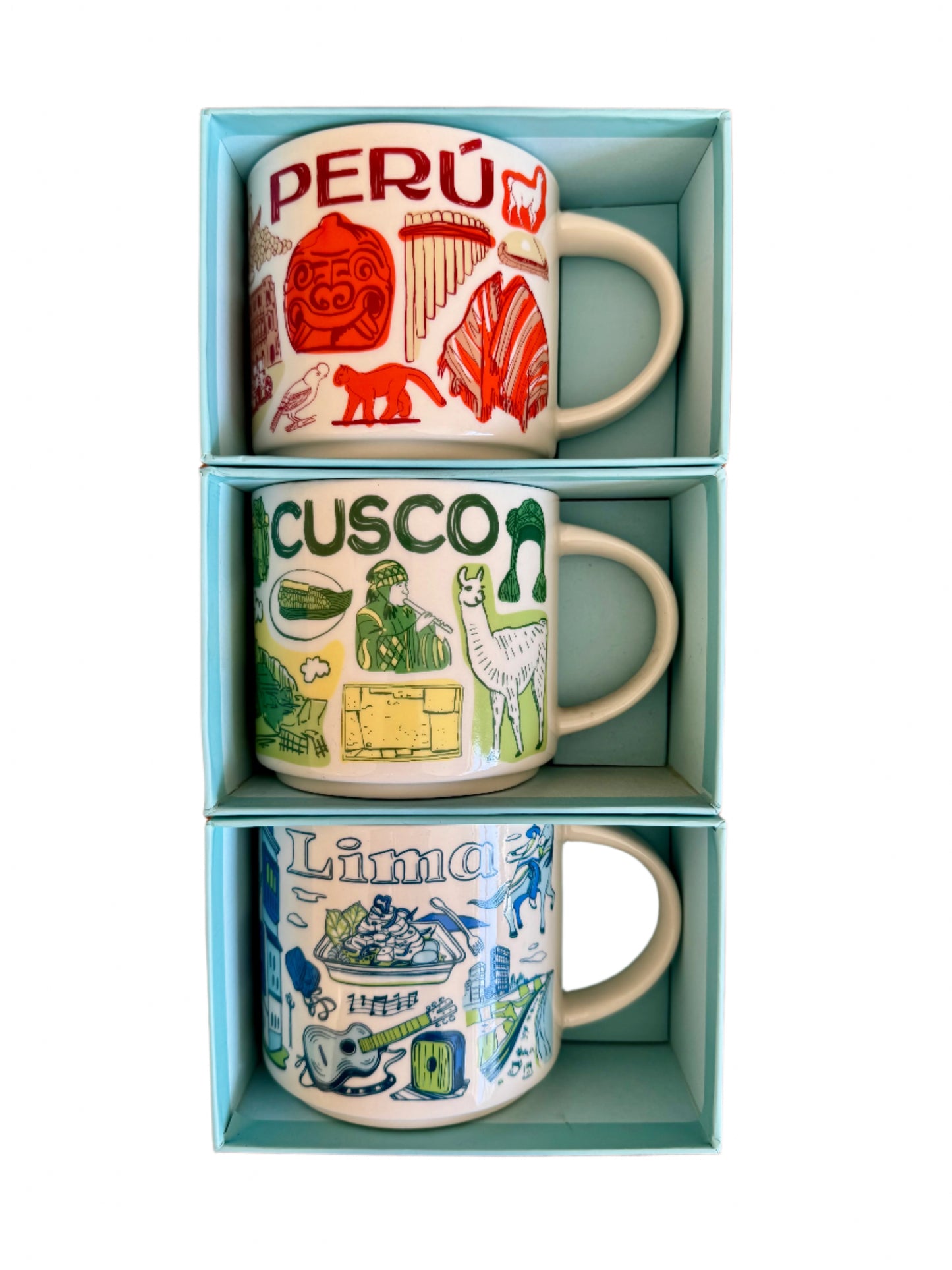 Starbucks Lot of 3 Mugs PERU CUSCO & LIMA Been There Series 14 Oz Cup New In Box