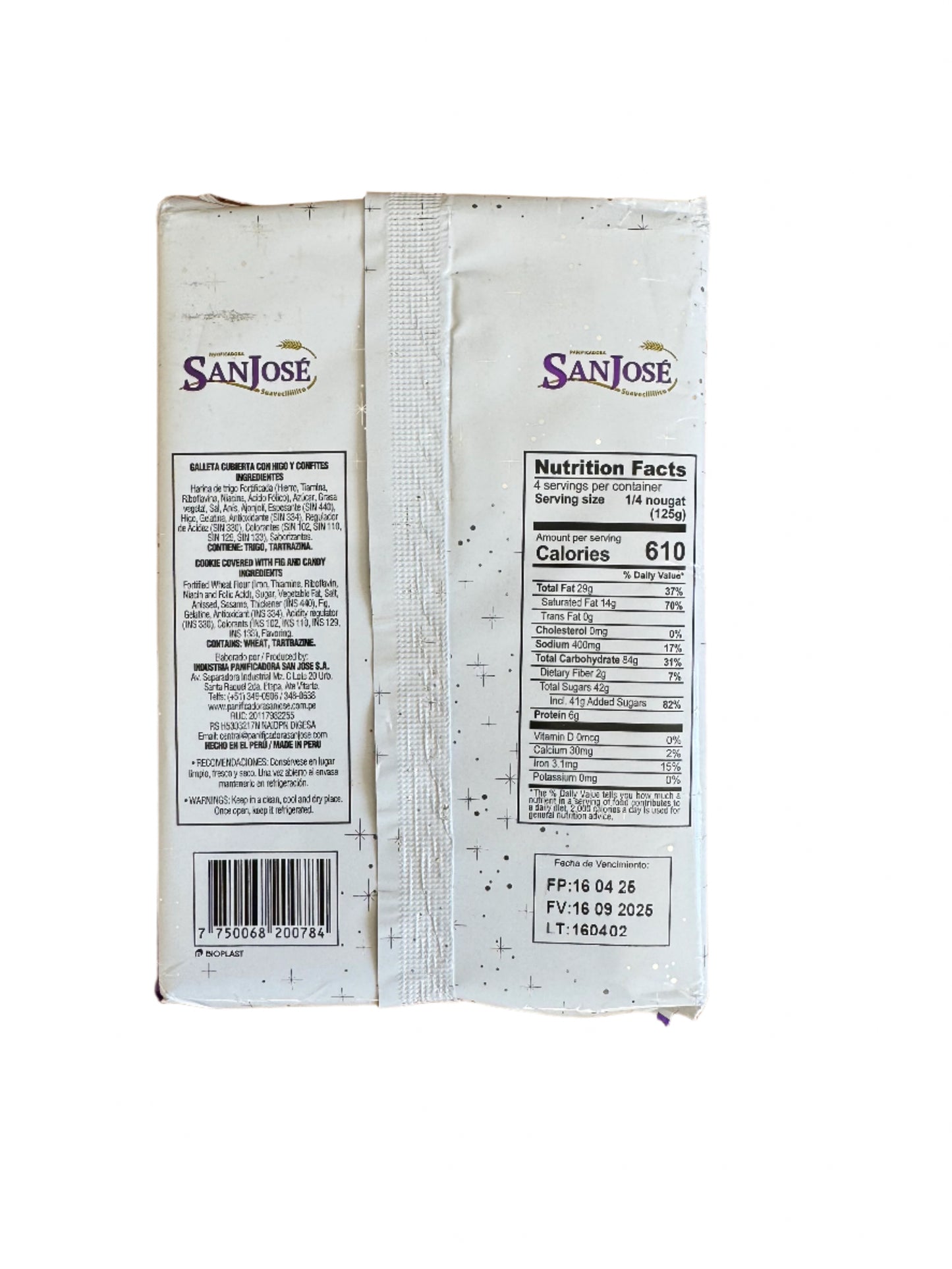 Peruvian San José Turrón – 1.1 lbs / 500 g - Traditional Sweet Nougat