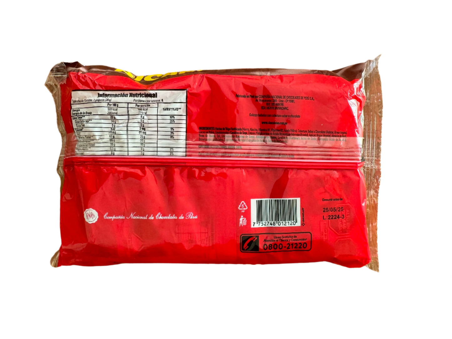 Pícaras Galletas Bañadas en Chocolate 240g – 24 Galletas Peruanas en 6 Paquetes