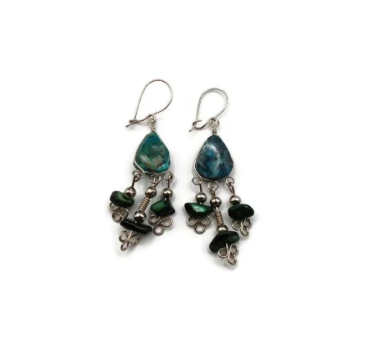 Peruvian Turquoise Stone Earrings for Women – Handmade Artisan Jewelry