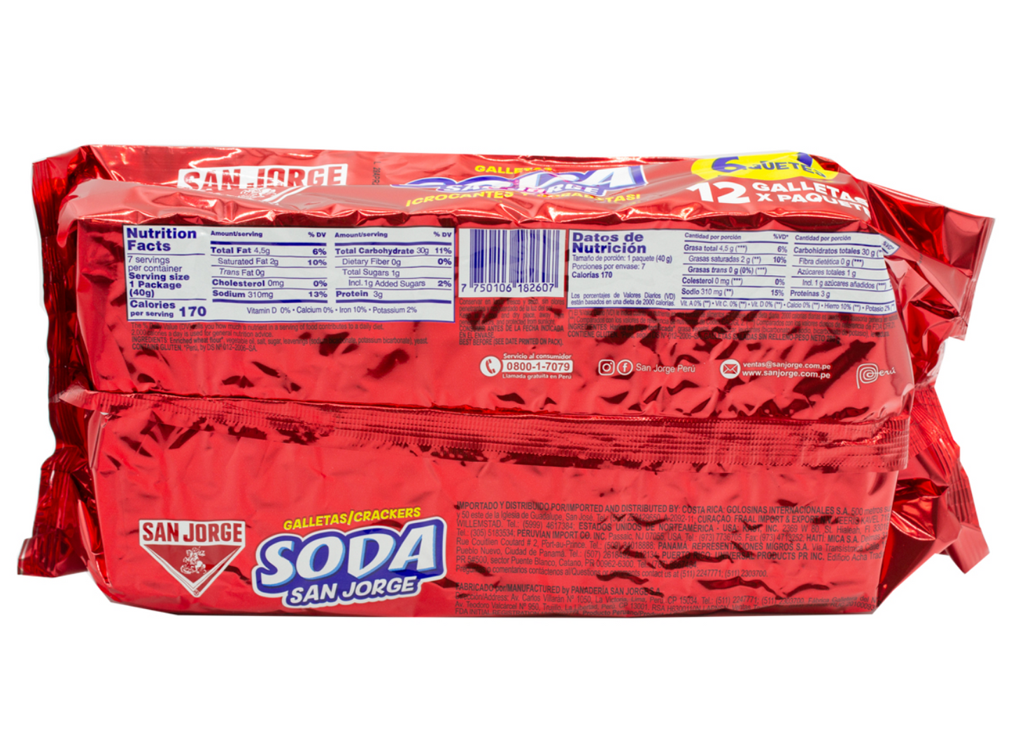 2 pack Galletas peruanas Soda San Jorge 7 unidades