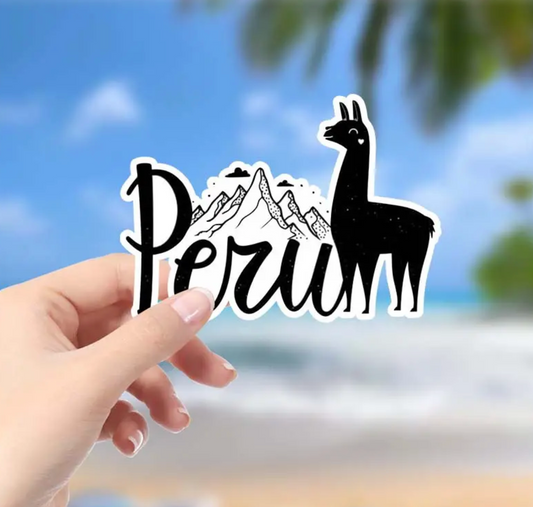 Peru Llama Vinyl Sticker – Andes Mountains Travel Souvenir for Cars, Laptops, Windows & More