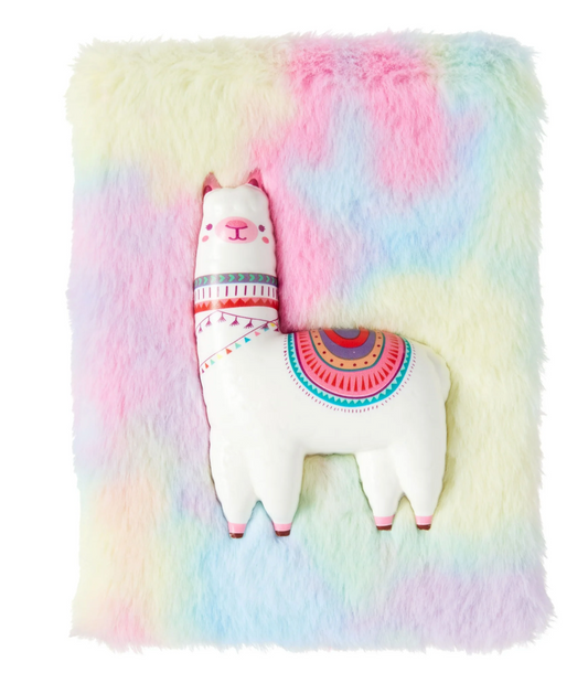 Llama Faux Fur Journal – 192 Pages – Pen+Gear Soft Plush Notebook for Kids & Teens