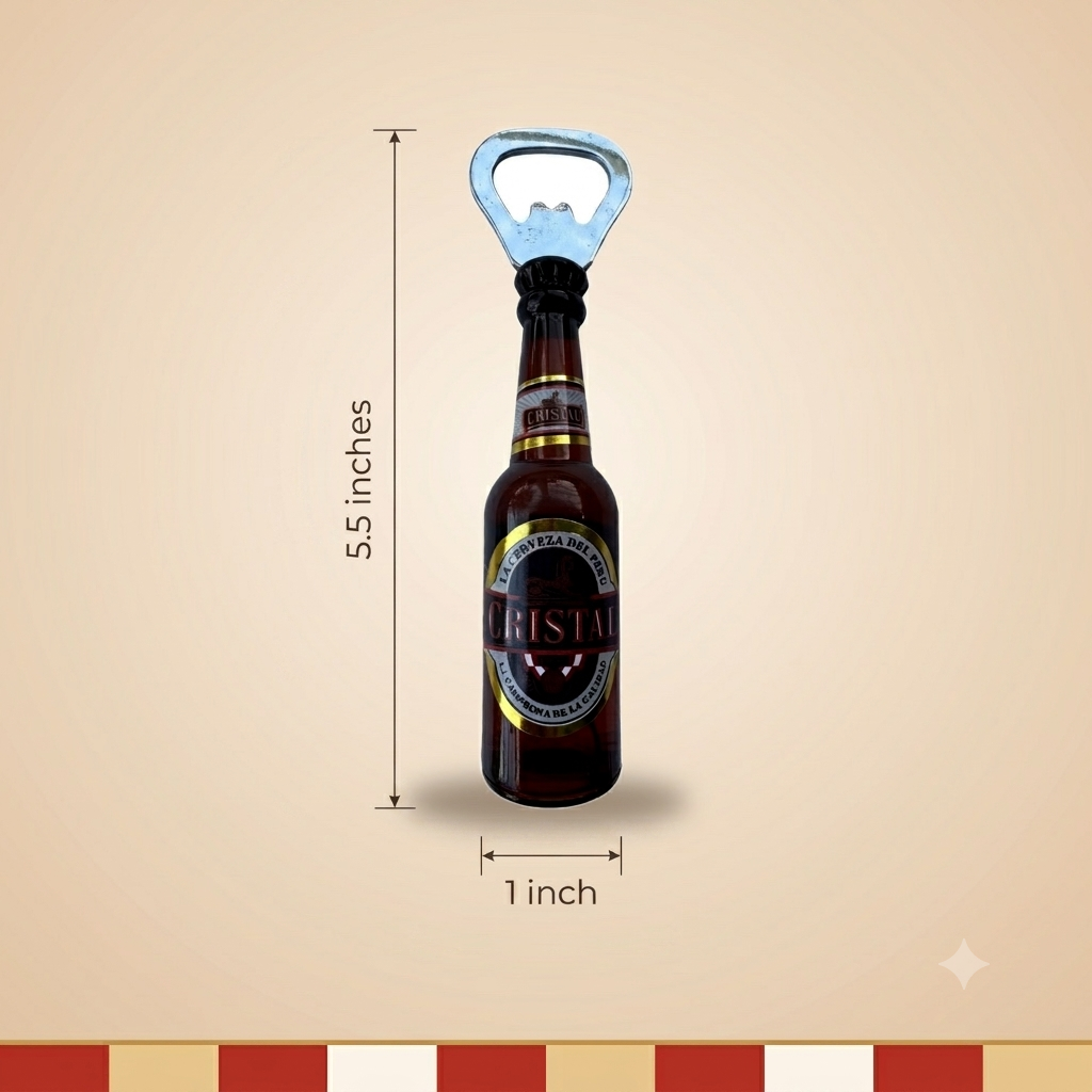 Pilsen & Cristal Bottle Opener – Peruvian Beer Souvenir, Bar Decor Collectible, Metal Opener 5.5”x1”