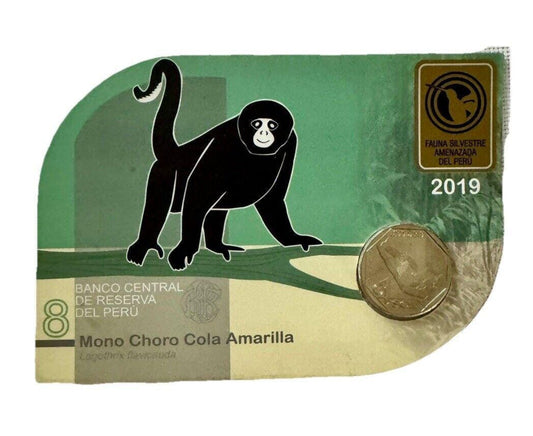 2019 Peru 1 Sol Coin – Mono Choro Cola Amarilla | Fauna Silvestre del Perú Collectible