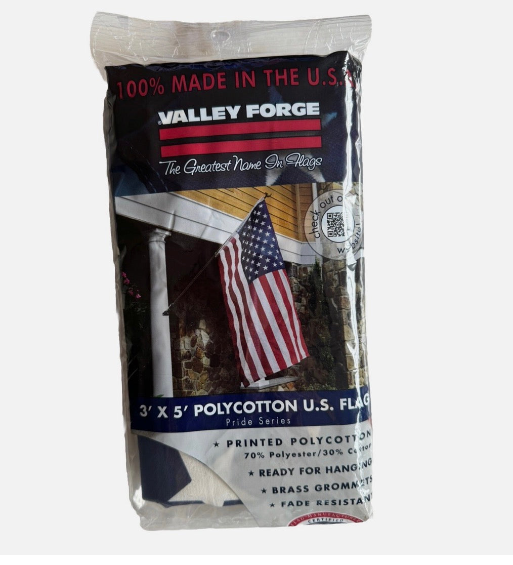 Valley Forge US American USA Flag 3'x5' Polycotton 100% Made in the USA