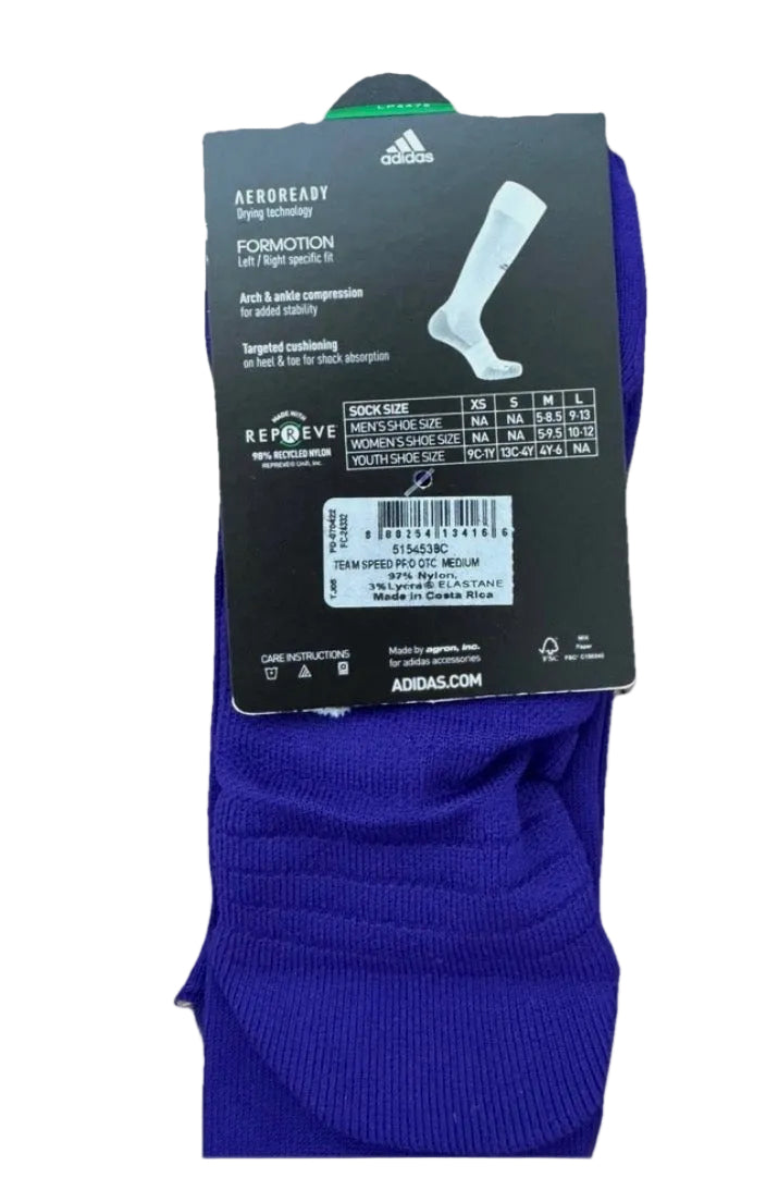 Adidas Team Speed Pro Soccer Socks Purple, Brand New Logo, Aeroready