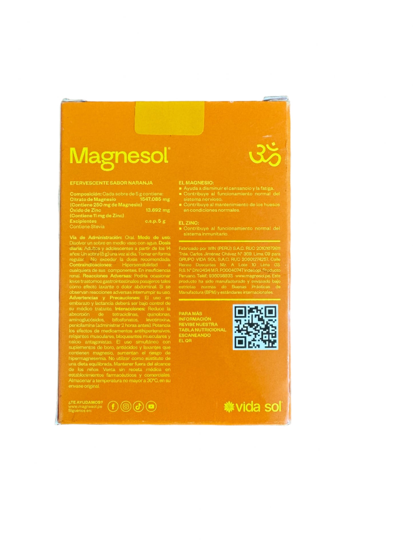 Magnesol Naranja – 33 Sobres de Magnesio 5g Sabor Naranja