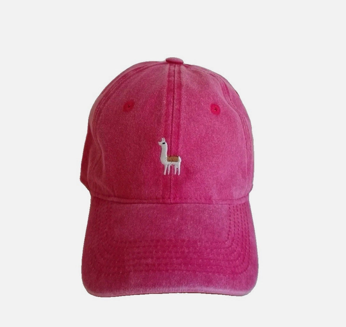 Pink Embroidered Llama Trucker Hat – Adjustable Cotton Canvas Cap, Llama Lover & Teacher Gift