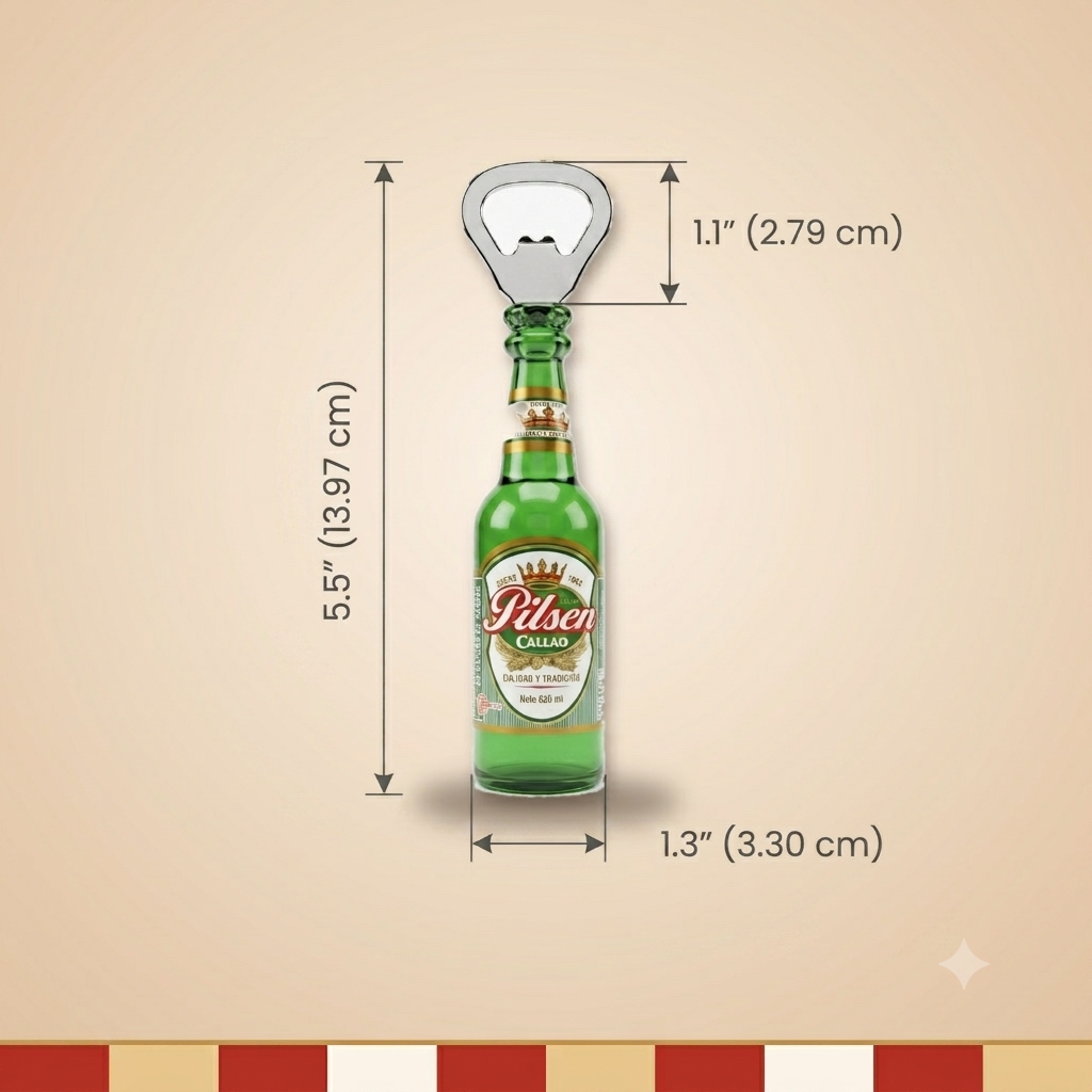 Pilsen & Cristal Bottle Opener – Peruvian Beer Souvenir, Bar Decor Collectible, Metal Opener 5.5”x1”