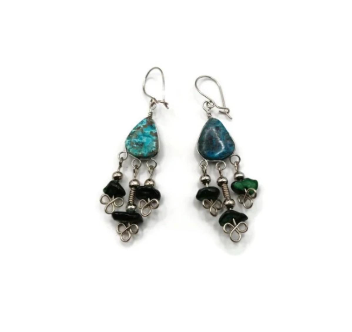 Peruvian Turquoise Stone Earrings for Women – Handmade Artisan Jewelry
