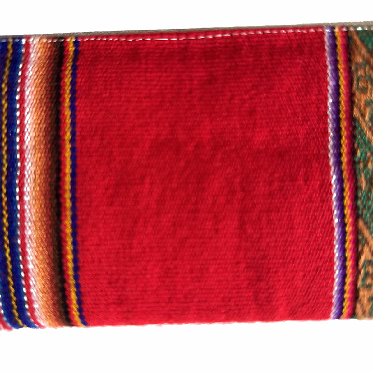 Peruvian Double-Zip Pouch – Hand-Painted Leather & Andean Woven Fabric