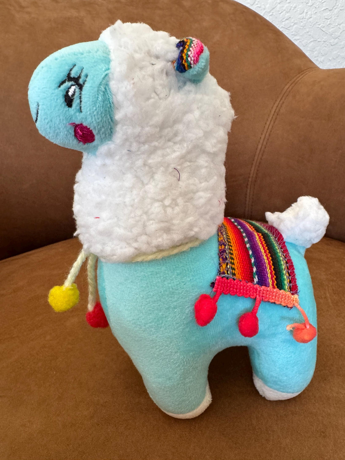 Llama Plush Stuffed Animal – Rainbow Tie-Dye Boho Alpaca, Peruvian Fringe Trim, 3 Colors