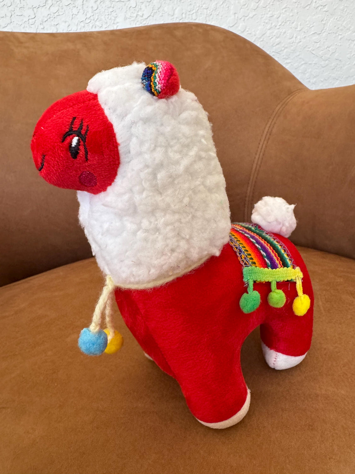 Llama Plush Stuffed Animal – Rainbow Tie-Dye Boho Alpaca, Peruvian Fringe Trim, 3 Colors