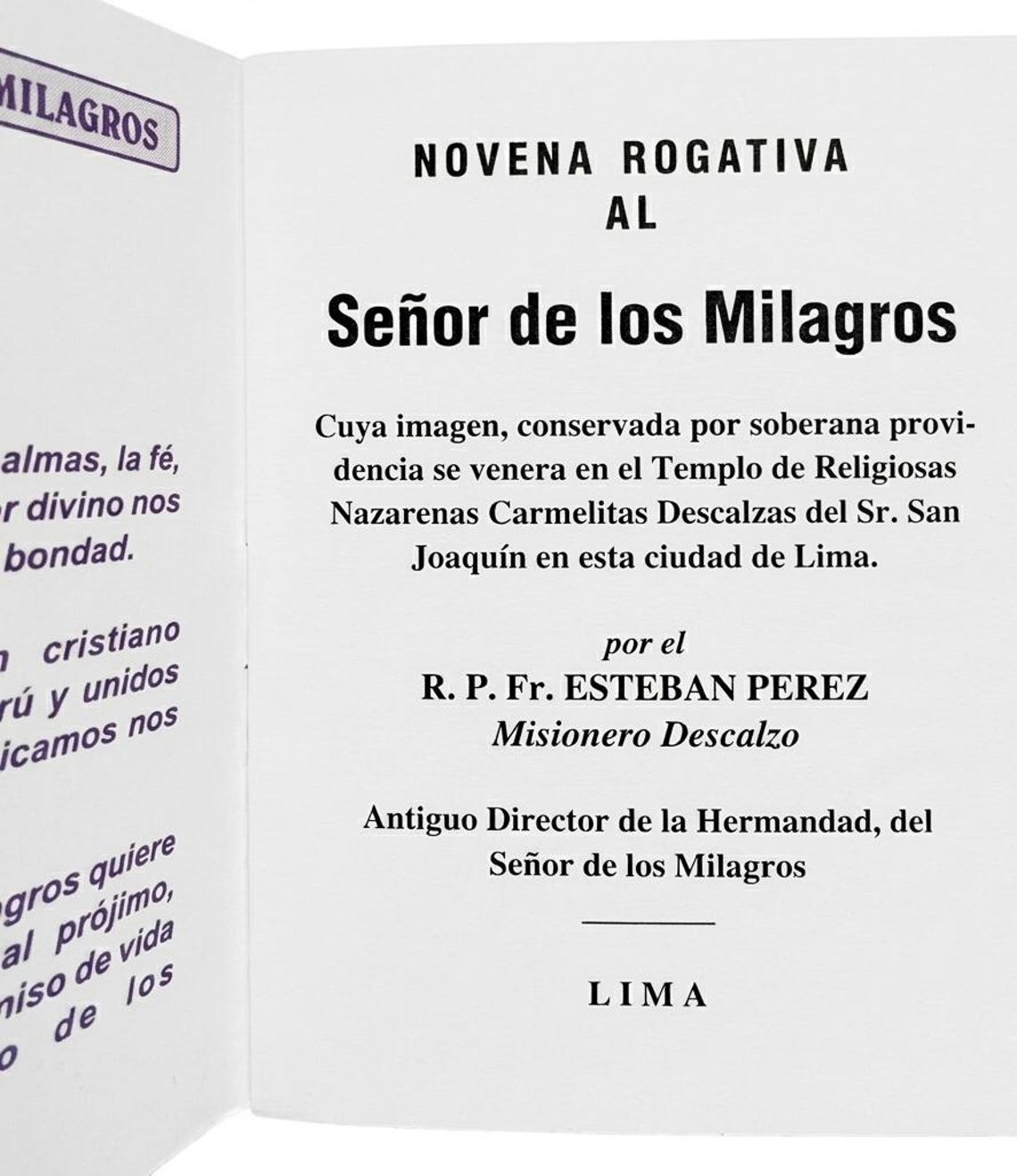 Lord of Miracles Novena Prayer Book – Spanish Señor de los Milagros Devotion Booklet, 40 Pages