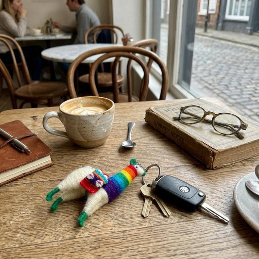 Peruvian Alpaca Llama Keychain – Handmade Colorful Textile Bag Charm, Boho Andean Souvenir Gift
