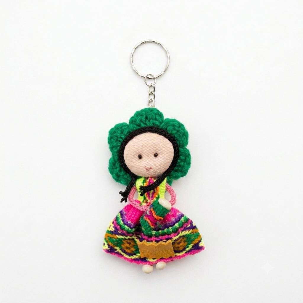 Handmade Peruvian Doll Keychain – Andean Mini Textile Doll, Colorful Cusco Souvenir Bag Charm, Cultural Gift