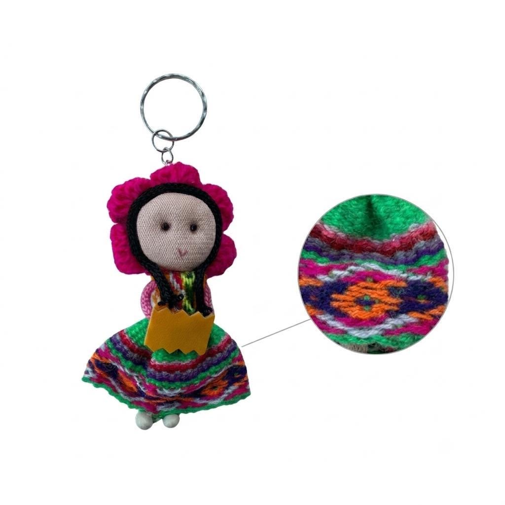 Handmade Peruvian Doll Keychain – Andean Mini Textile Doll, Colorful Cusco Souvenir Bag Charm, Cultural Gift