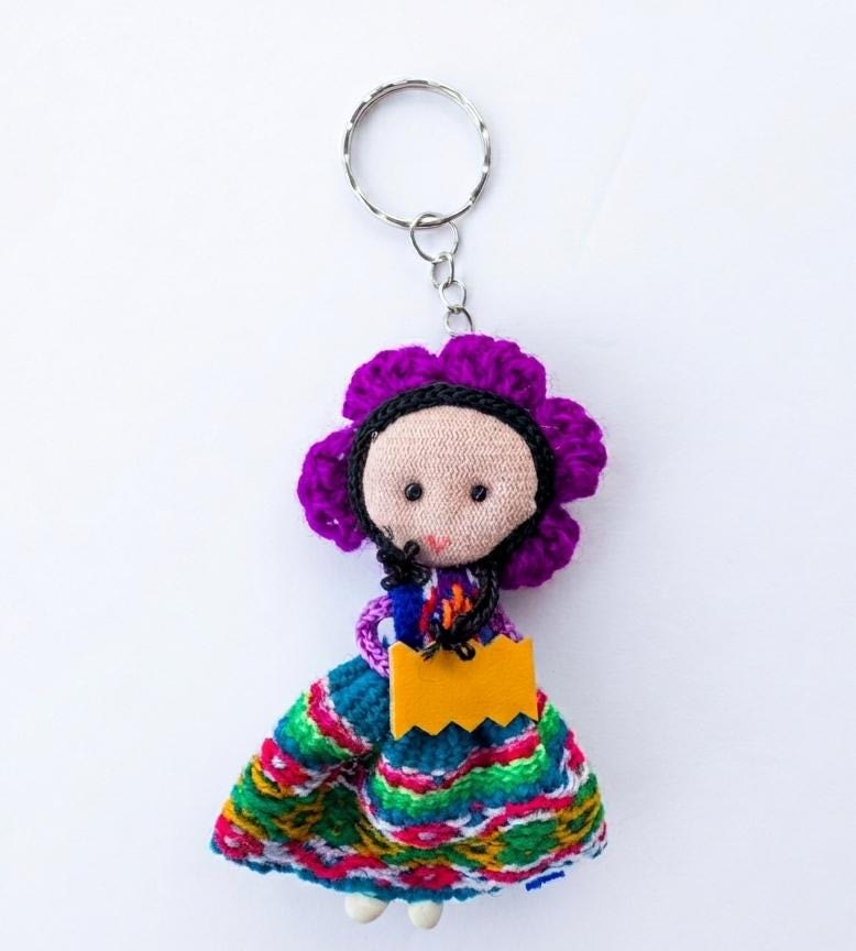 Handmade Peruvian Doll Keychain – Andean Mini Textile Doll, Colorful Cusco Souvenir Bag Charm, Cultural Gift
