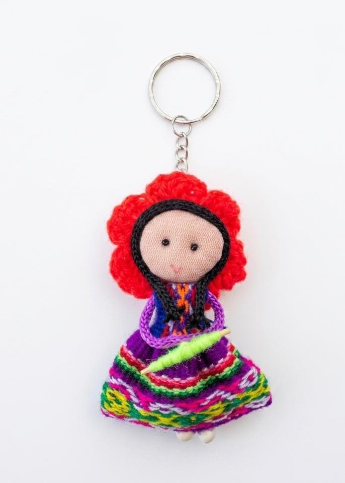 Handmade Peruvian Doll Keychain – Andean Mini Textile Doll, Colorful Cusco Souvenir Bag Charm, Cultural Gift