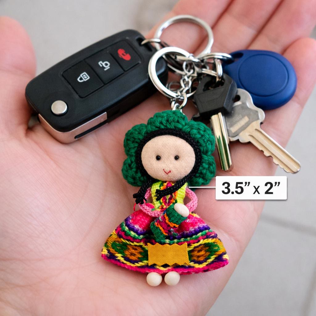 Handmade Peruvian Doll Keychain – Andean Mini Textile Doll, Colorful Cusco Souvenir Bag Charm, Cultural Gift
